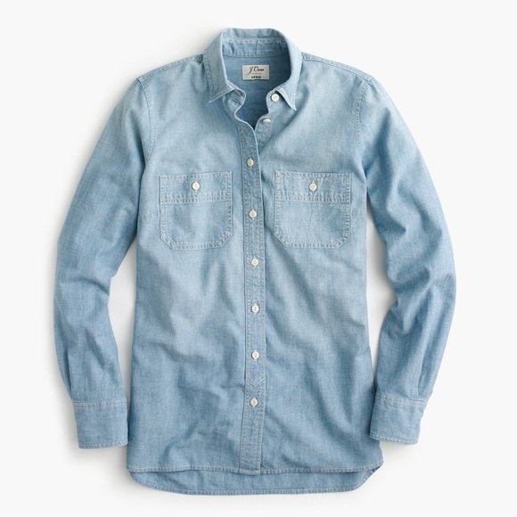 J. Crew Blue Casual Button Down Jean  Shirt / xxs - Picture 1 of 6